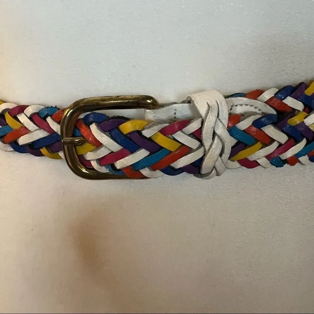 Vintage Capezio Argentina Woven Braided Leather Belt Multi-Color Small